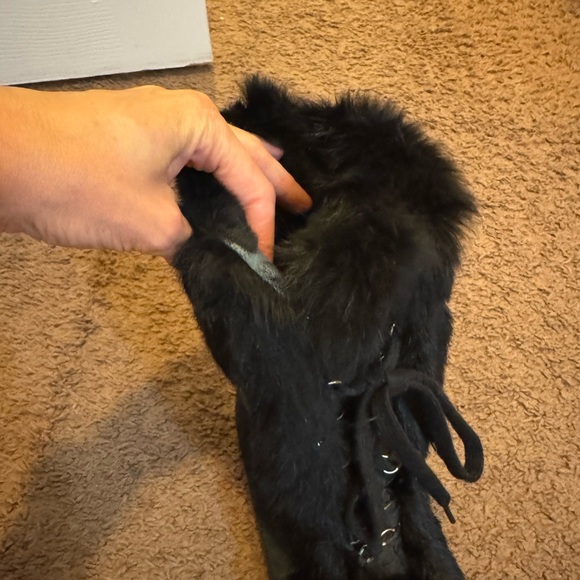 COACH Jennie Rabbit Fur Trim Monogram Snow Boots Black Size 9 - Picture 15 of 16